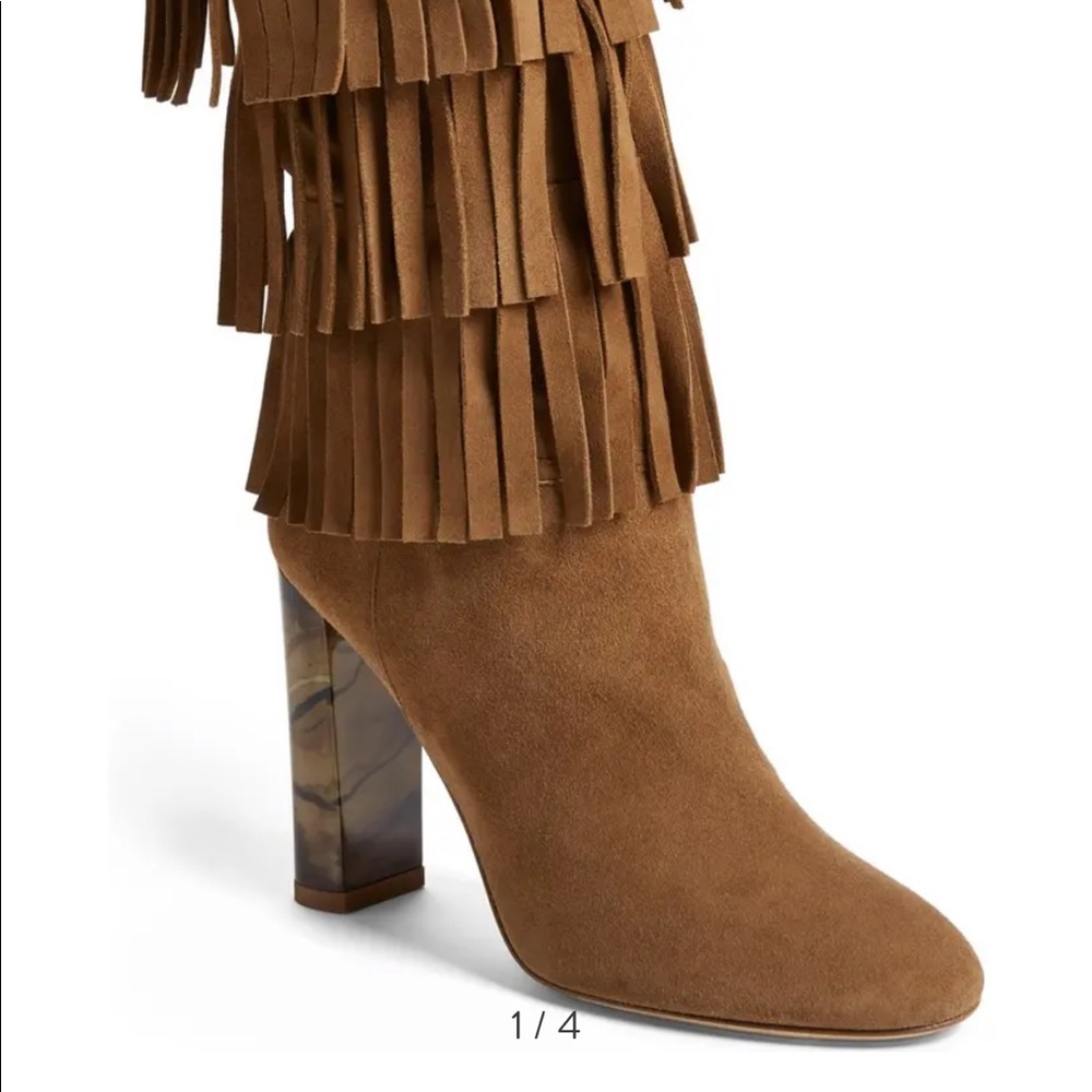 NWT BURBERRY Jazmine Fringe Suede Boots Sz 38.5 - Picture 3 of 7